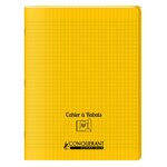Cahier à rabat agrafé 24x32cm 96P 90G grands carreaux polypro jaune CONQUÉRANT