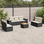 vidaXL Salon de jardin 8 Pièces avec coussins noir résine tressée