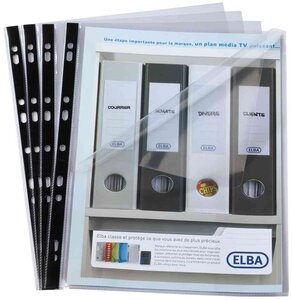 Sachet de 10 Pochettes perforées Flexidoc A4 ouverture en angle ELBA