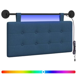 vidaXL Tête de lit suspendue Avec lumière LED Bleu Tissu