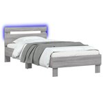 vidaXL Cadre de lit avec LED Sonoma gris 80 x 200 cm Bois d'ingénierie