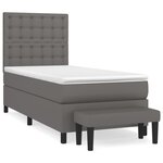 vidaXL Sommier à lattes de lit avec matelas Gris 80x200 cm Similicuir