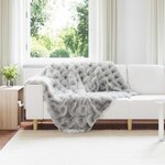 vidaXL Couverture en Fourrure de Lapin Synthétique Gris 130 x 150 cm