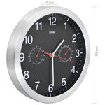 Vidaxl horloge murale à quartz hygromètre et thermomètre 30 cm noir