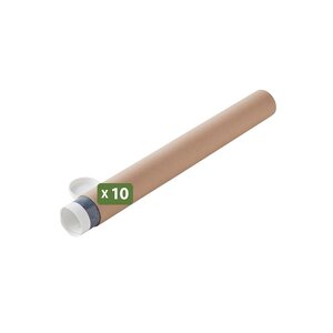 Pack and Move - Lot 10 tubes pour expédition et emballage - ø10x100cm - Pour affiche et poster - Avec capuchon
