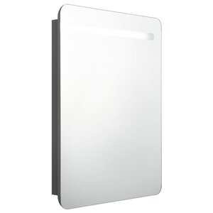 vidaXL Armoire de salle de bain à miroir LED gris 60x11x80 cm