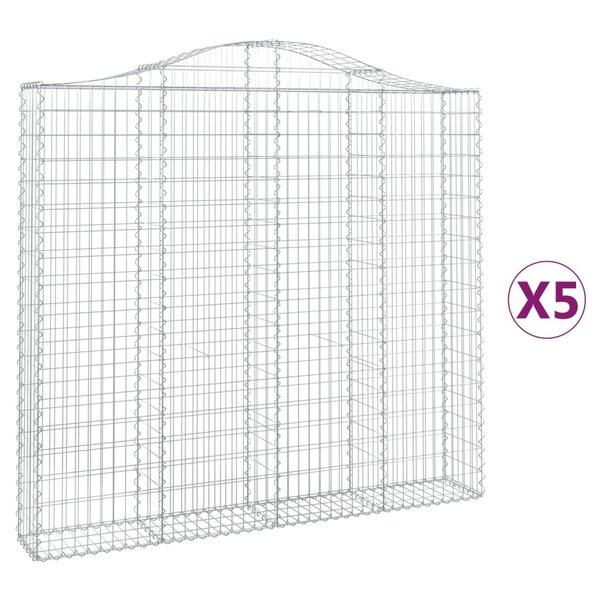 vidaXL Paniers à gabions arqués 5 Pièces 200x30x180/200 cm Fer galvanisé