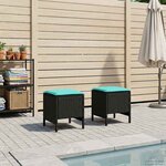 vidaXL Pouf de Jardin 2 Pièce Noir et turquoise 38 x 38 x 45 cm