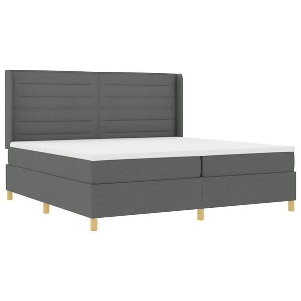 vidaXL Lit à ressorts avec matelas Gris 200 x 200 cm tissu
