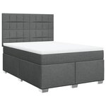 vidaXL Sommier à lattes de lit avec matelas Gris foncé 160x200cm Tissu
