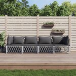 vidaXL Salon de jardin 4 Pièces avec coussins blanc acier