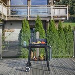 Barbecue à charbon inox - Surface de cuisson 48 5 x 28 8 cm - Hauteur réglable 70-84 cm