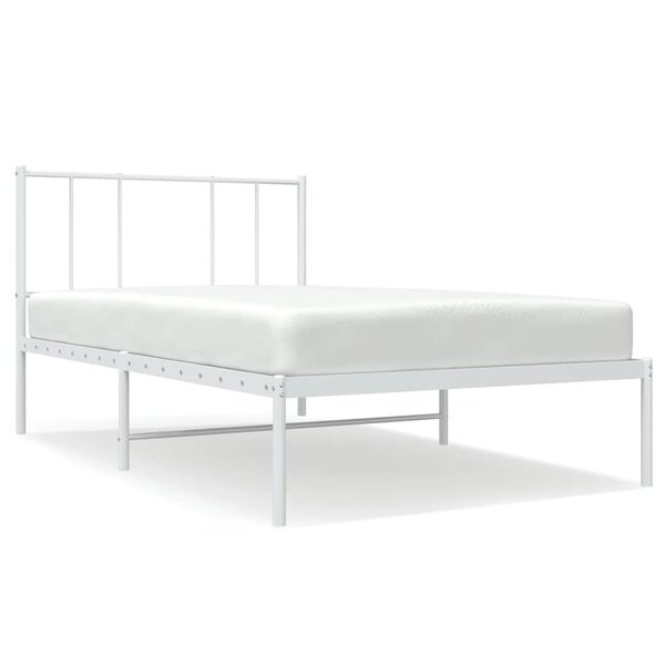 vidaXL Cadre de lit métal sans matelas avec tête de lit blanc 75x190cm