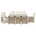 vidaXL Ensemble de salle à manger pour jardin 9 Pièces Beige polyrotin