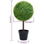 vidaXL Plante de buis artificiel avec pot Forme de boule Vert 50 cm