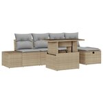 vidaXL Ensemble de canapé de jardin 6 Pièces Beige polyrotin