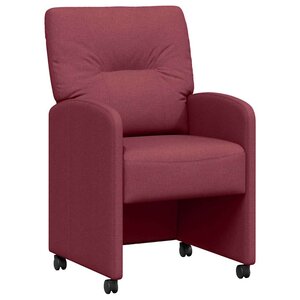 vidaXL Chaises de Salle à Manger avec Roues 2 pc tissu Bordeaux