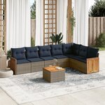 vidaXL Salon de jardin 8 Pièces avec coussins gris résine tressée