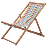 vidaXL Chaise pliable de plage Tissu et cadre en bois Multicolore