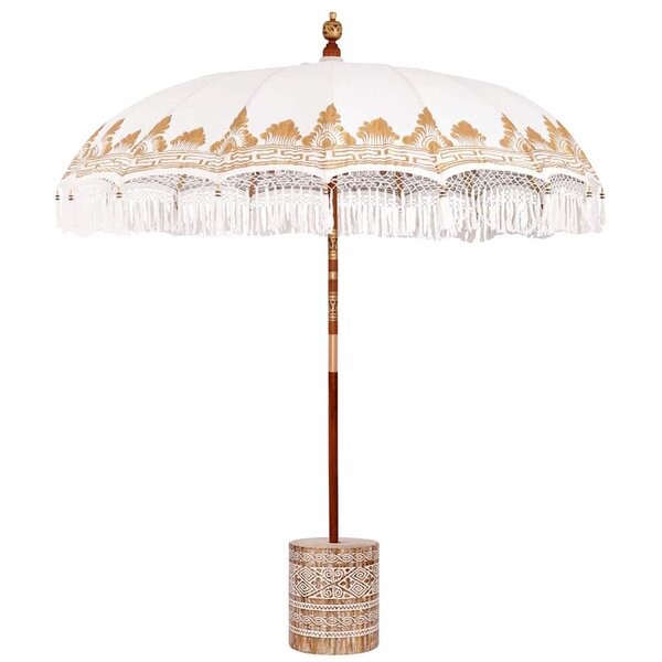 vidaXL Parasol balinais 260 Crème 210-220 cm Coton et bois massif