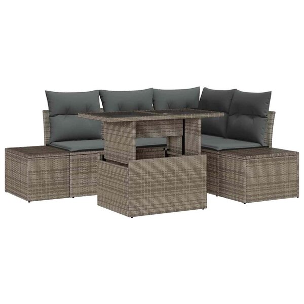 vidaXL Ensemble de canapé de jardin 5 Pièces Gris 100 x 55 x 73 cm