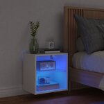 vidaXL Table de chevet murale avec lumières LED blanc