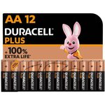 Duracell - piles alcalines aa plus  1.5 v lr6  paquet de 12