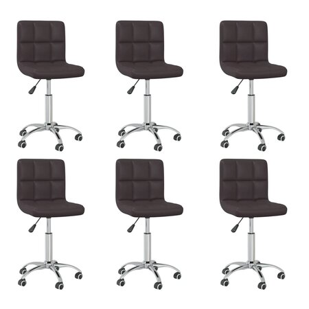 vidaXL Chaises pivotantes à manger lot de 6 marron similicuir