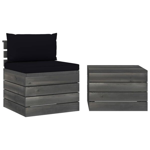 vidaXL Salon palette de jardin 2 Pièces avec coussins Bois de pin massif