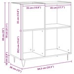 Cabinet d'enregistrement vidaXL Chêne Noir 84 5x38x89 cm Bois d'ingénierie