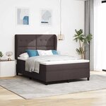 vidaXL Lit à ressorts avec matelas Marron foncé 140 x 190 cm tissu
