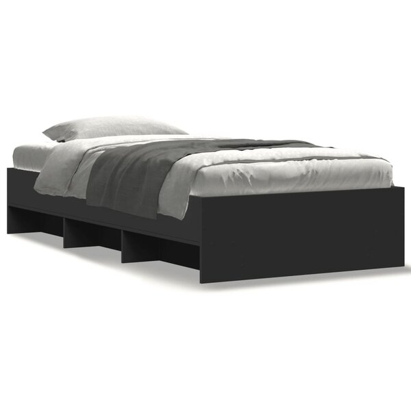 vidaXL Cadre de lit sans matelas noir 90x190 cm bois ingénierie