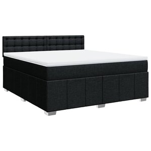 vidaXL Sommier à lattes de lit avec matelas Noir 180x200 cm Tissu