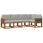 vidaXL Ensemble de canapés d'extérieur 5 Pièces Naturel et gris clair