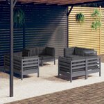 vidaXL Salon de jardin 8 Pièces avec coussins anthracite Bois de pin