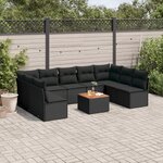 vidaXL Salon de jardin 10 Pièces avec coussins noir résine tressée