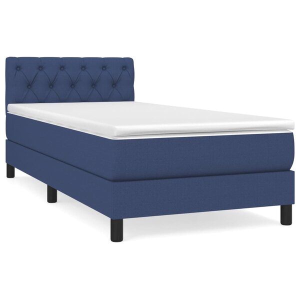vidaXL Sommier à lattes de lit avec matelas Bleu 80x200 cm Tissu