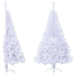 vidaXL Sapin de Noël artificiel moitié avec support blanc 150 cm PVC