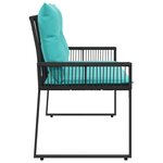 vidaXL Banc extérieur avec coussin 4 Pièces Noir et turquoise polyrotin