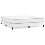 vidaXL Sommier à lattes de lit avec matelas Blanc 160x200cm Similicuir