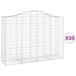 vidaXL Paniers à gabions arqués 10 Pièces 200x50x140/160 cm Fer galvanisé
