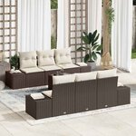 vidaXL Ensemble de canapé de jardin avec coussin 7 Pièces Marron  Crème