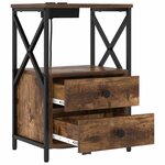 vidaXL Table de nuit avec station de chargement avec tiroir Chêne fumé