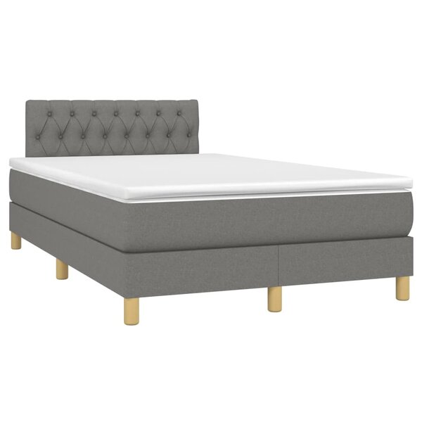 vidaXL Sommier à lattes de lit avec matelas gris foncé 120x190cm tissu