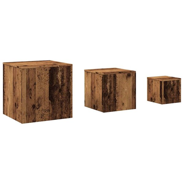 vidaXL Tables d'appoint 3 Pièces vieux bois bois d'ingénierie