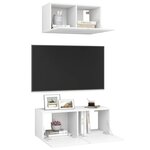 vidaXL Ensemble de meubles TV 2 Pièces Blanc Bois d'ingénierie
