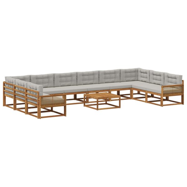 vidaXL Ensemble de canapés d'extérieur 11 Pièces Naturel et gris clair