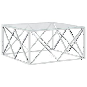 vidaXL Table basse 80x80x40 cm acier inoxydable et verre