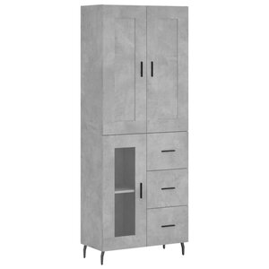 vidaXL Buffet haut Gris béton 69 5x34x180 cm Bois d'ingénierie