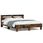 vidaXL Cadre de lit avec LED sans matelas chêne fumé 150x200 cm